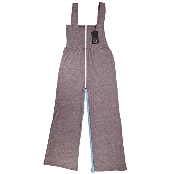 Chaser Women Smocked Wide-Leg Jumpsuit Stretchy Straps Soft Fabric Small Purple - Picture 5 of 5